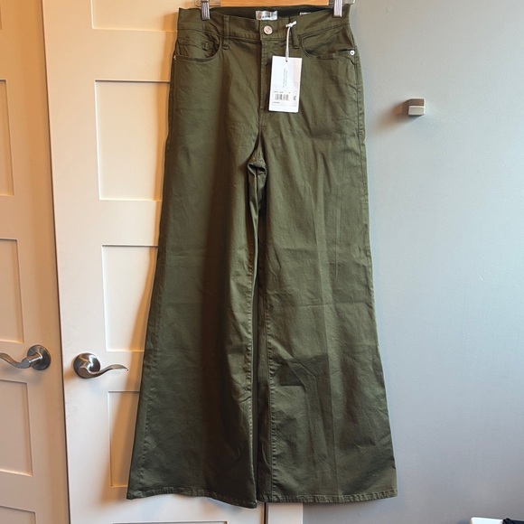 Frame Denim Le Palazzo 30 olive green wide leg pants NEW...